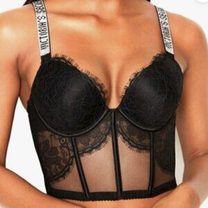 VICTORIA'S SECRET Very Sexy Push Up Rhinestone Strap Corset Bra Top